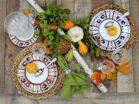 Handcrafted Italian Ceramic Coffee Storage Canister Featuring The Classic Orvieto Blue Rooster Pattern Keeps Your Grounds Crisp And Brings Total Retro Kitchen Vibes To Your Daily Grind on a rustic table setting.