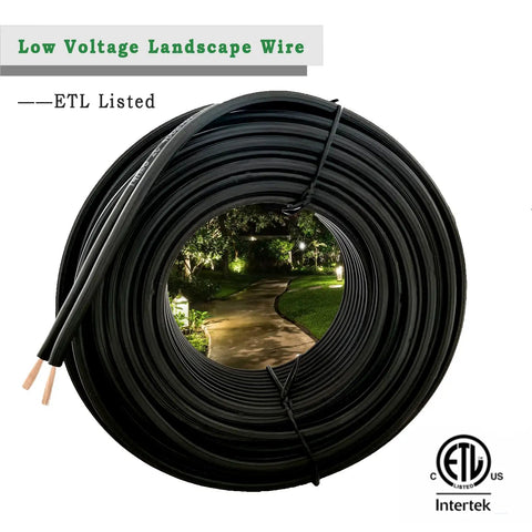 Low Voltage Landscape Lighting Wire For Outdoor Direct Burial And Underground Use, 12 Gauge 2 Wire Black, 100ft spool