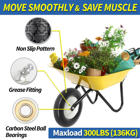 16 Inch Flat Free Solid Tire And Wheel For Garden Carts Wheelbarrows And Lawn Mowers Tire Size 4.80 4.00 8 features