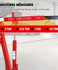 Heavy Duty Engine Hoist Leveler And Foldable Hydraulic Cherry Picker Crane Built Tough For Serious Garage Jobs showing adjustable lift positions.