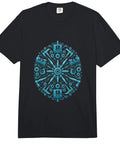 Cool Machinist Gifts For Him Featuring Vise Gauge Square Tools And CNC Machine Designs On Comfy Heavyweight Comfort Colors T-Shirt displaying a blue machinery graphic on black fabric.