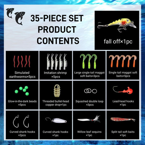 40 Piece Fishing Lures Kit Set With Crankbaits Spinnerbaits Plastic Worms Jigs Topwater Lures Tackle Box And More All In One Gear To Help You Catch More Fish