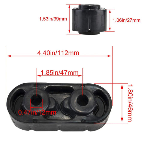 Heavy Duty Exhaust Muffler Hangers Set For Silverado Sierra 1999-2018 And Yukon Tahoe 2000-2018 with measurements shown