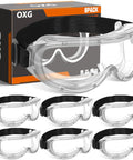 Six Pack Anti Fog Safety Goggles For Lab And Industrial Use Adjustable Chemical Splash Eye Protection in packaging with five extra pairs