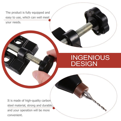 Hand Drill Kit For Jewelry Making And Woodworking Rotary Drill With Twist Bits Vise Showing Comfy Grip and PCB Drill Bit