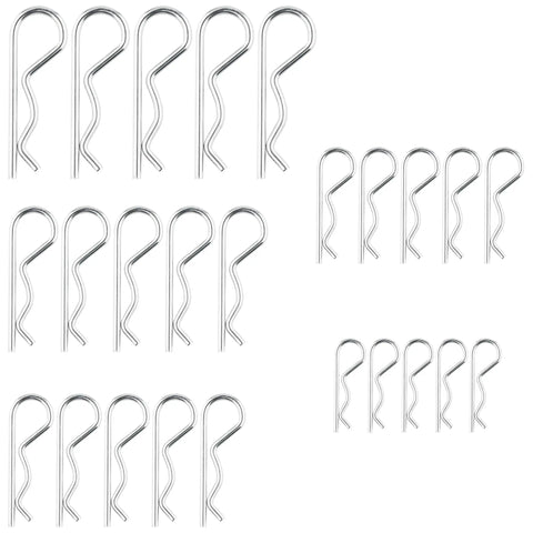 Assorted sizes of 30Pcs Hitch Pin Clips and R Clips Zinc Plated Cotter Pins Kit with 5 sizes M1.2 M1.5 M2 M2.8 M3.