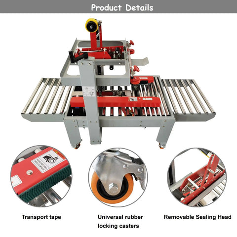 Heavy Duty 110V Automatic Box Sealer Machine With Double Flap Tape System For Fast Carton Packing showing transport tape and removable sealing head.