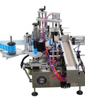 No Drama Fully Automatic Desktop Labeler With Smart Touch Interface For Round Square And Hex Containers Crushes Labels With Flawless Precision At 15 To 60 Per Minute Using Standard 110v Power viewed from the side, showcasing its stainless steel construction and control panel.