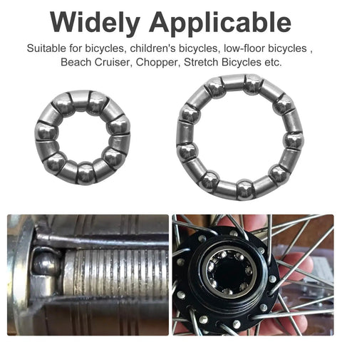 Rear Coaster Hub Bearings Set For Bikes, 2x 7/32 x 9 Bearings And 1x 1/4 x 7 Bearing shown with hub application