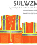 Top Shelf Unisex Mesh High Visibility Reflective Safety Vest In Bright Orange With Dead Simple Zipper And Spacious Pockets For Cycling Commuting And All Day Hustle Wear, front and back view.