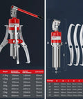 Portable Hydraulic Gear Puller Set With 2-Jaw And 3-Jaw Modes Wheel Bearing Puller Kit size chart illustration