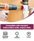 Person using drill with Complete 9 Size PVC Pipe Reamer Kit With Carbide Inserts And Aluminum Fitting Saver For SCH40 Plumbing Tools