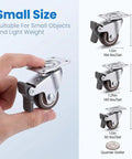12 Pack 1 Inch Swivel Caster Wheels Real Deal Hardware Kit For Furniture Featuring Six Locking Brake Units And Six Freewheel Rollers Smooth Like Butter, showing small-sized wheel.