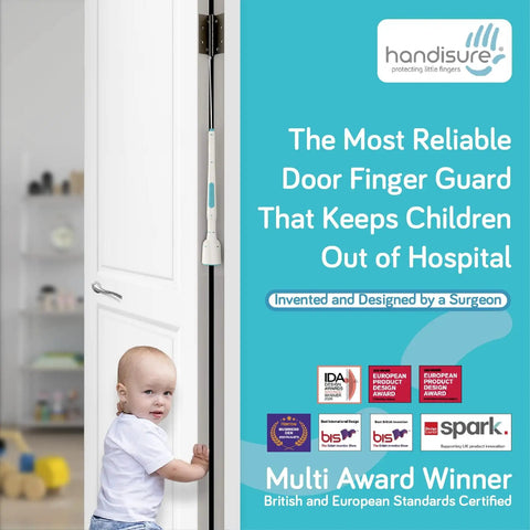 Child near door with 3in1 Baby Door Safety Pinch Guard With Automatic Finger Protector Hinge And Lock Side Safety Stopper