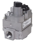 36C03-400 Gas Valve Workhorse with standing pilot ignition, metal body, showing 3/4 inch inlet/outlet for HVAC systems.