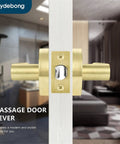 Three Pack Passage Door Handles Light Satin Brass Interior Door Levers For Hallways And Closets No Locking Gold Door Knobs