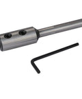 Heavy Duty Forstner Bit Extension With 3/8 Inch Shank Adds 4 Inches To Drill Reach with hex key for adjustment.
