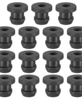 15 black silicone Top Hat Rubber Grommets For Wiring 7mm Drill Hole Inner Diameter 3/16 Inch, Outer Diameter 11mm, displayed in grid