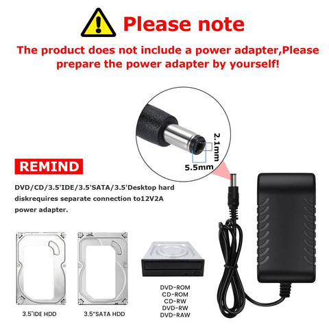 Three In One Universal SATA IDE To USB Drive Reader For 2.5 And 3.5 HDD SSD And DVD CD Optical Drives With Fast 5Gbps Data Transfer Grab And Go Backup And Recovery For Old Legacy Drives, 12V power adapter not included