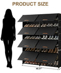 54-Pair Shoe Storage Cabinet With Door And Cover 2 By 9-Tier Space Saving Plastic Shoe Rack Organizer with size comparison