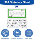 Allen Head Socket Hex Grub Screw Set Kit, 240 Piece Assortment With 12 Sizes, Stainless Steel 304 in labeled storage box