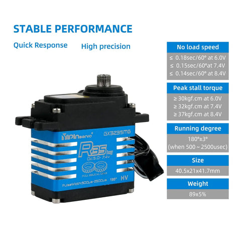 35Kg Waterproof RC Servo Motor At 7.4V Digital Servo With 180/270 Degree Travel Beefy Steel Helical Gear 25T Arm For 1/8 And 1/10 Scale RC Cars IP67 High Torque For Wet Weather Rides showcasing specs and design.