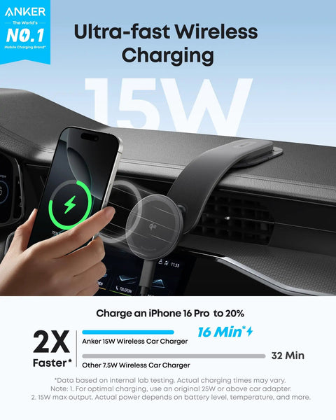 Magnetic Wireless Car Charger With 360 Degree Adjustable Mount And Detachable Pad Speedy 15W Qi2 Certified Fast Charging for iPhone 13 dashboard