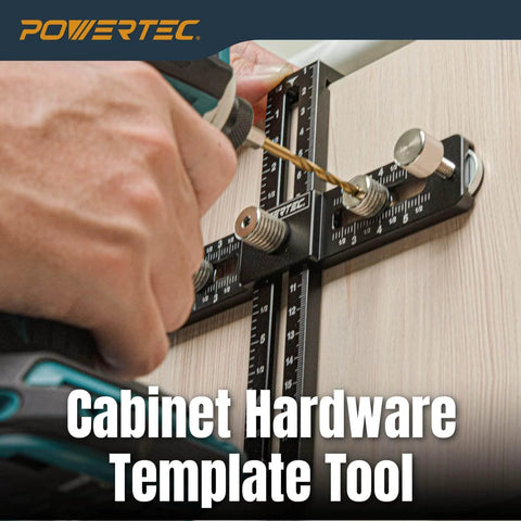 Cabinet Hardware Doweling Jig Kit With Titanium Coated Drill Bits For Knobs Handles And Pulls Includes Two Drill Bits DIY Ready Adjustable Drill Guide For Cabinets Woodworking Doors And Drawers in use on wooden cabinet