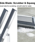 2-side blade floor squeegee with 19.7 inch width and 51-58 inch telescoping stainless steel handle for concrete and tile cleaning