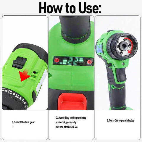 Effortless 21V Cordless Keel Pliers With 360 Rotating Head For Steel Stud Framing And Drywall Includes Heavy Duty Battery for setup instructions.
