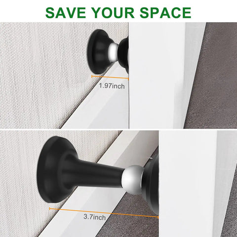 Magnetic RV Door Stopper Set 2 Pack Stainless Steel Door Catch No Drilling Wall Mount installed on door showing dimensions