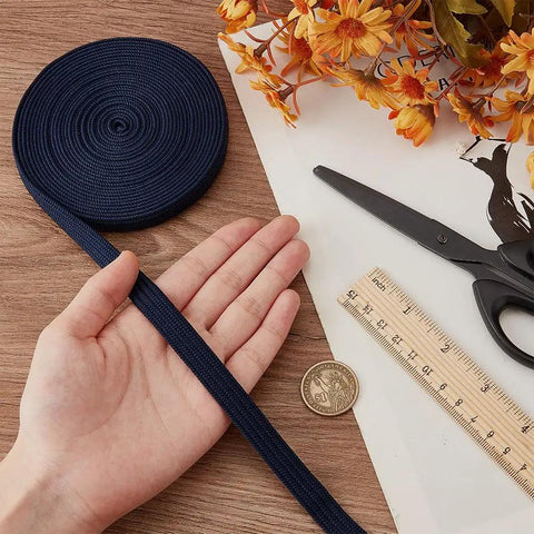 Dark Blue Ito Sageo Wrapping Cord 0.51 Inch Wide Silk-Cotton Blend For Katana Tsukamaki Sword Handle Wrapping Rope 5 Meters Long