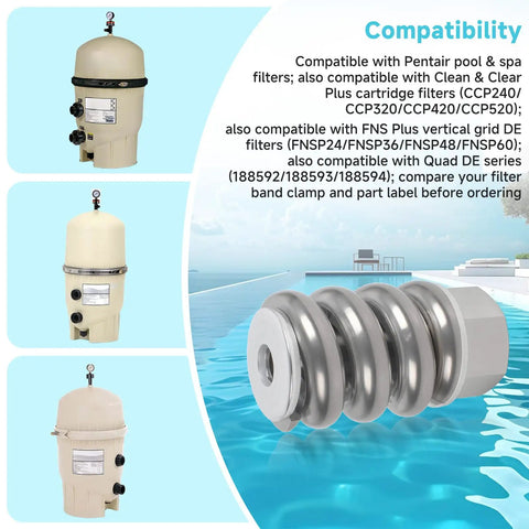 Spring Barrel Nut Assembly Rock Solid Replacement with stainless steel and durable design for Pentair spa filters.