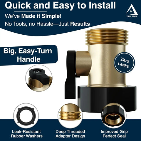 Brass Garden Hose Shut Off Valve With Easy On Off Lever Heavy Duty Water Hose Shut Off Attachment Durable End Connector With Leak Proof Double O Ring Seal For Smooth Operation And Mess Free Watering, brass valve close-up