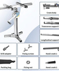 Heavy Duty Cabinet Lift Jack Tool 440 Lbs Capacity Adjustable Third Hand Support System components including crane body and support bars.