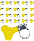 20 Pack Stainless Steel Worm Gear Hose Clamps With Key Type Adjustment And Yellow Plastic Handles fits 5/16 to 1/2 inch