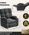 Power Recliner Chair For Adults With Infinite Adjustable Synchronized Recline, Soft Chenille Upholstery dimensions and features