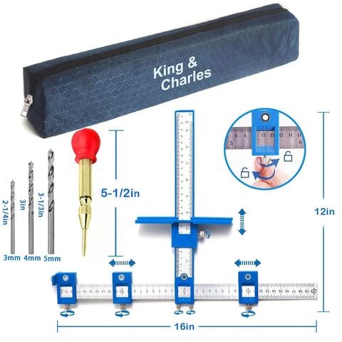 Cabinet Hardware Jig Kit With Auto Center Punch And Hole Punch Fast Setup For Handles Knobs Pulls On Drawers And Doors