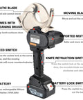 Copper And Aluminum Cable Cutter 18V Electric Ratchet Wire Cutter with labeled components for fast 3-8 second cuts.