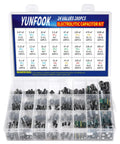 Pro Grade Aluminum Electrolytic Capacitor Assortment Kit With 280 Pieces, 24 Values, Including 10V 16V 25V 50V Capacitors From 0.1uF To 1000uF, Includes Durable Storage Box For Electronics DIY Repairs And Projects. Displayed in open box with compartments.