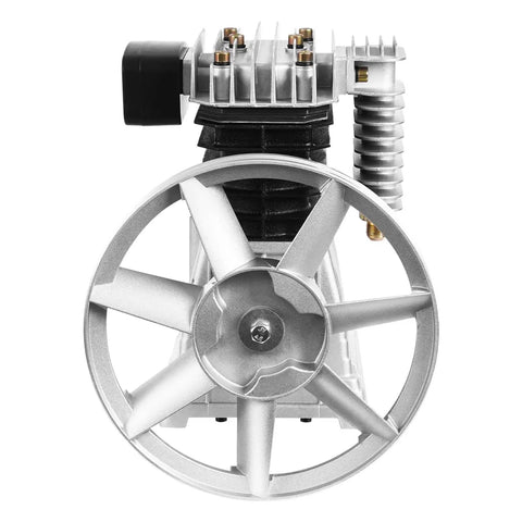 Front view of 3HP Air Compressor Pump Head with rugged build and high flow 66 CFM industrial aluminum iron pump head.