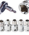 Must Have Hex Socket Adapter Kit forged from tough CR-V Steel Transforms Your 1/4 3/8 And 1/2 Inch Square Drive Ratchets Into Super Cool Screwdriver Bits For Any Drilling Or Driving Job Fast. 5-piece chrome vanadium socket adapter set with 1/4, 3/8, 1/2 inch sizes