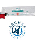 Archer MedTech CPR pocket mask with one-way valve in red fabric pouch and key ring
