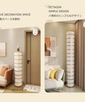 360 Spin Lazy Susan Shoe Organizer Octagon Vertical Tower in gold and white design, showcasing space-saving features.