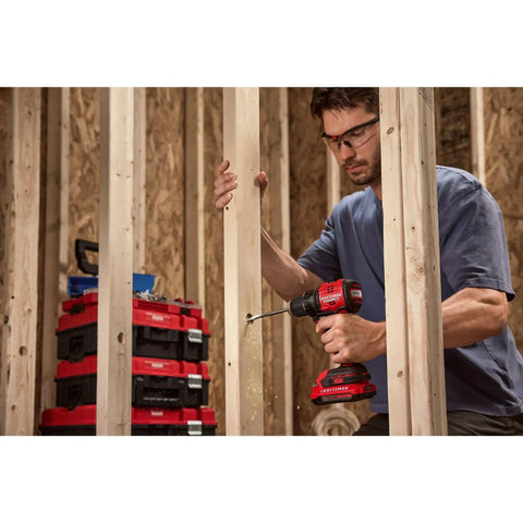 Man using Compact Brushless Drill Driver With LED Light, 6.2 In Head For Tight Spaces, Variable Speed Trigger, 20V power.