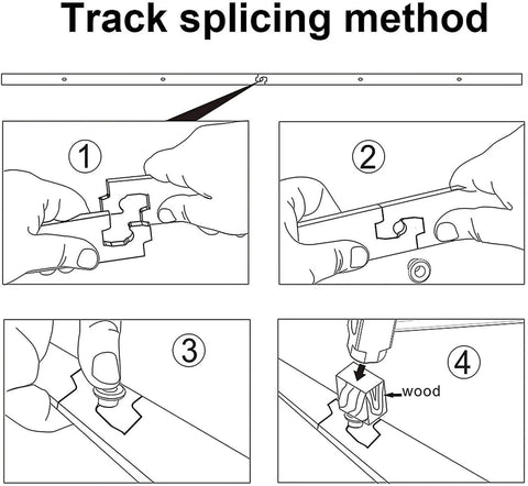 Instructional diagram for assembling Sliding Barn Door Kit For 5 To 13 Feet Heavy Carbon Steel Rail System With Matte Black Finish