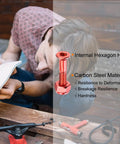 Man examining skateboard with Orange 1 Inch Skateboard Hardware Kit with 8 Carbon Steel Screws and Nuts for Truck Mounting shown