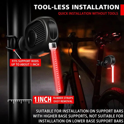Bike Tail Light For Night Rides USB Rechargeable Waterproof Red LED Safety Light on seat post with tool-less installation