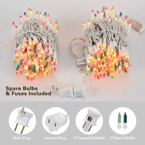Easter String Lights 33Ft 150 Count Pastel Incandescent Mini Fairy Lights UL Certified with plugs and spare bulbs