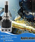 R8 Boring Head With Two Inch Shank Boring Tool Set And Six Piece One Half Inch Carbide Boring Bar Set in milling action